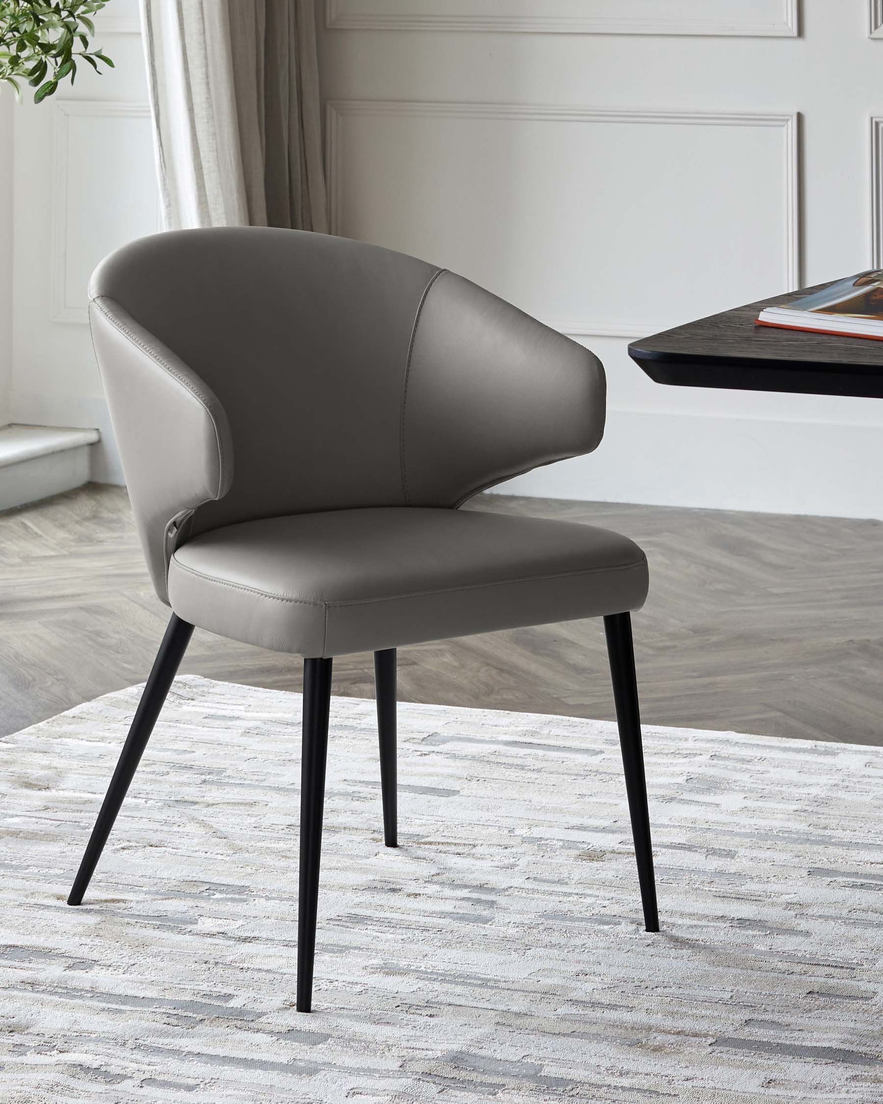 Landon Dark Grey Leather Dining Chair