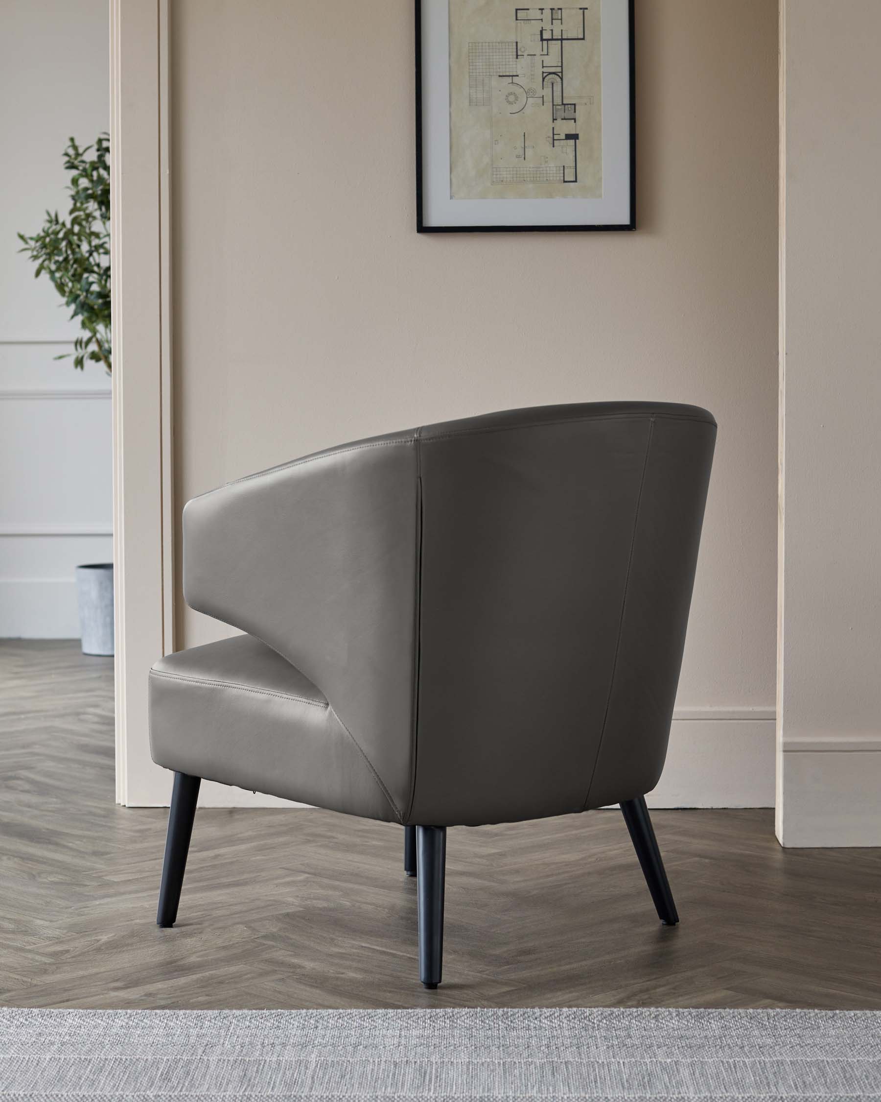 Landon Dark Grey Leather Accent Chair