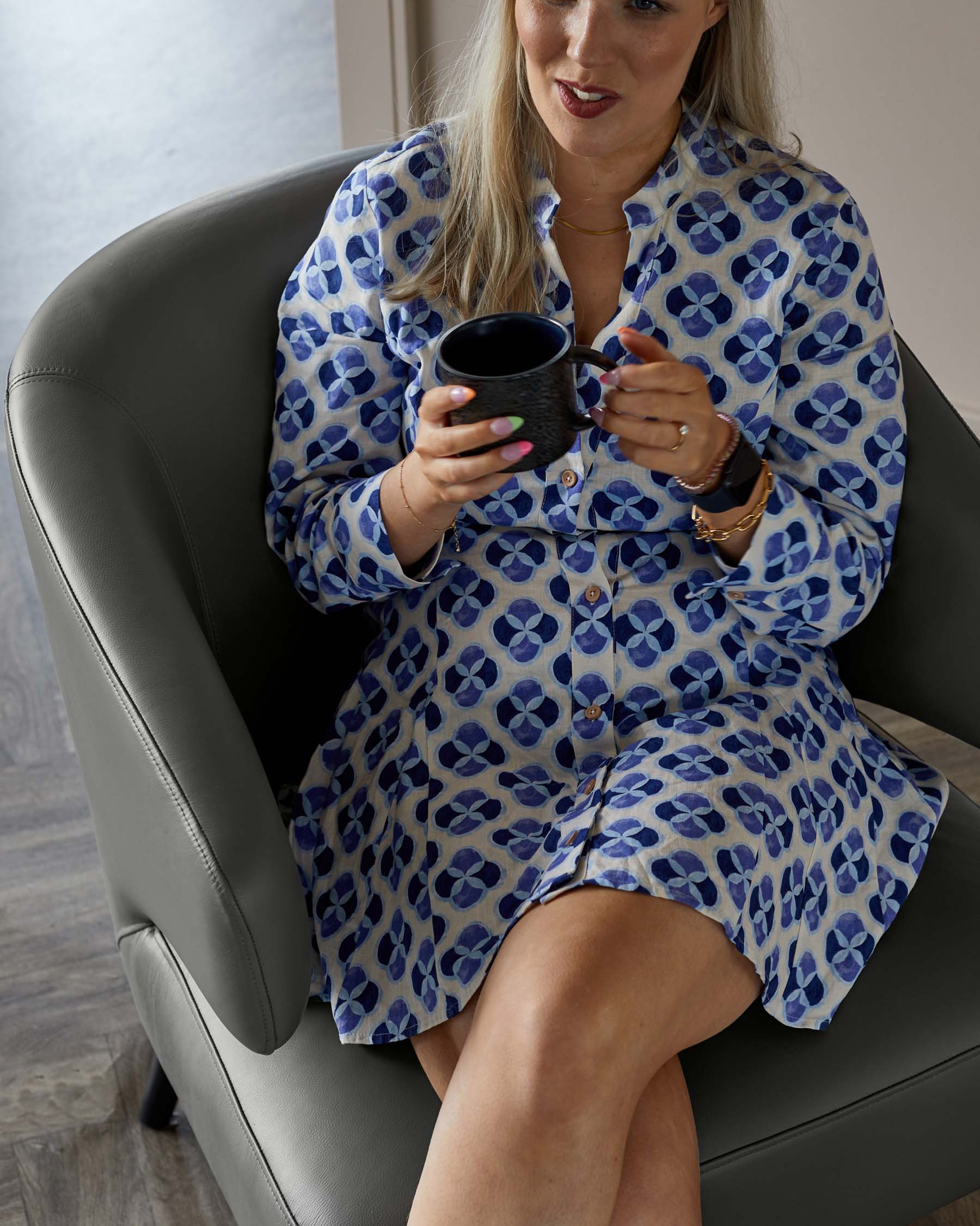 Landon Dark Grey Leather Accent Chair