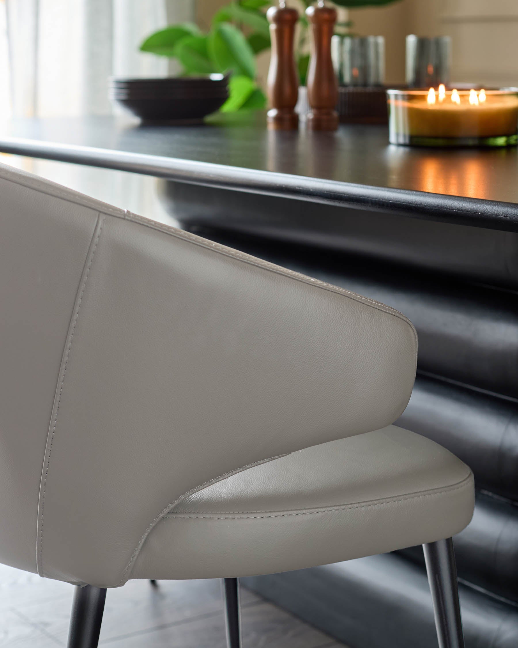 Landon Light Grey Leather Dining Chair