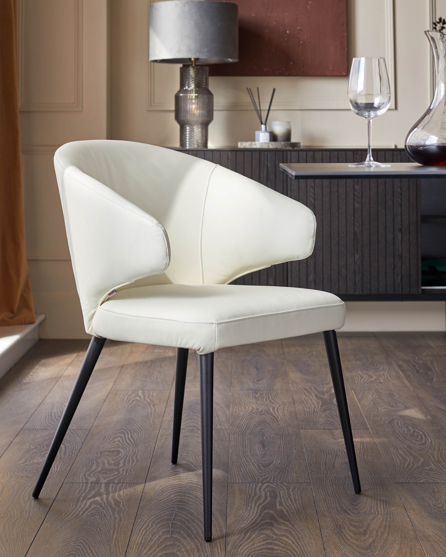 Landon White Leather Dining Chair