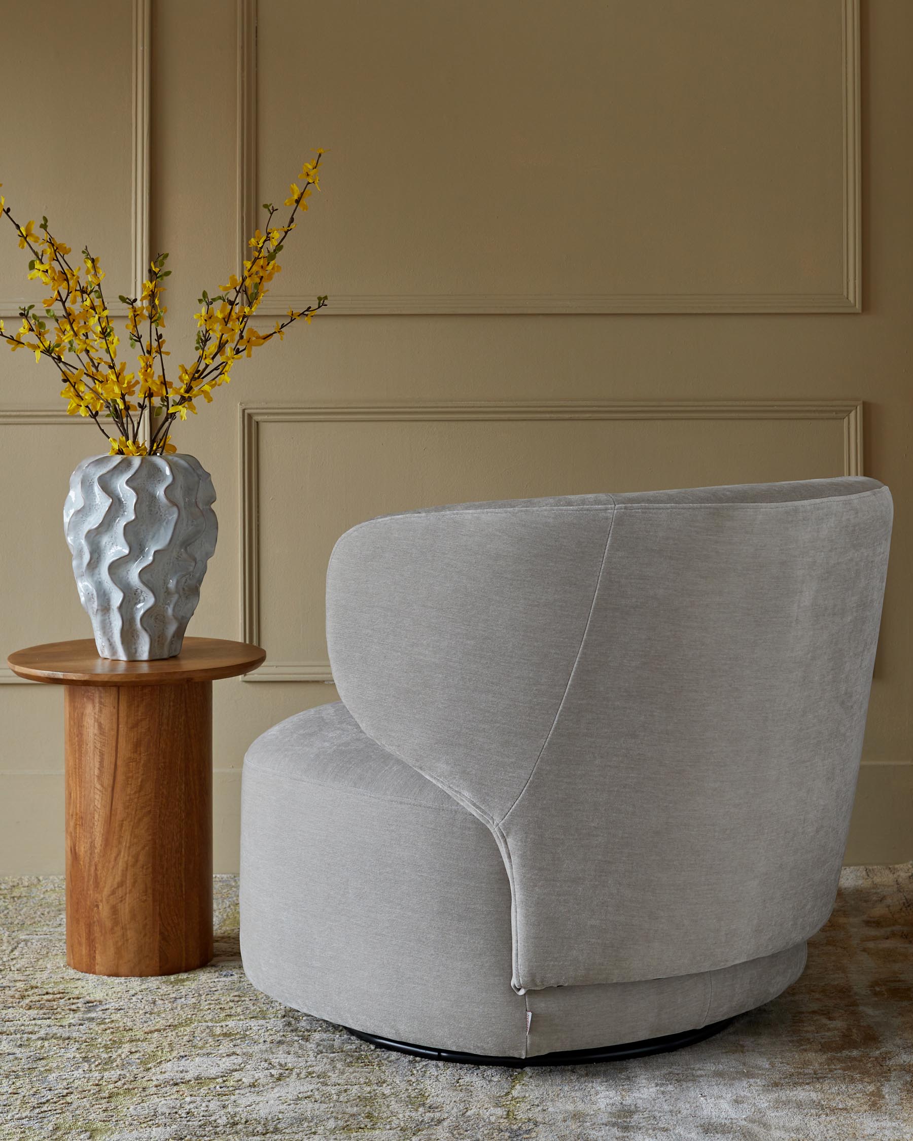 Landon light grey fabric swivel accent chair