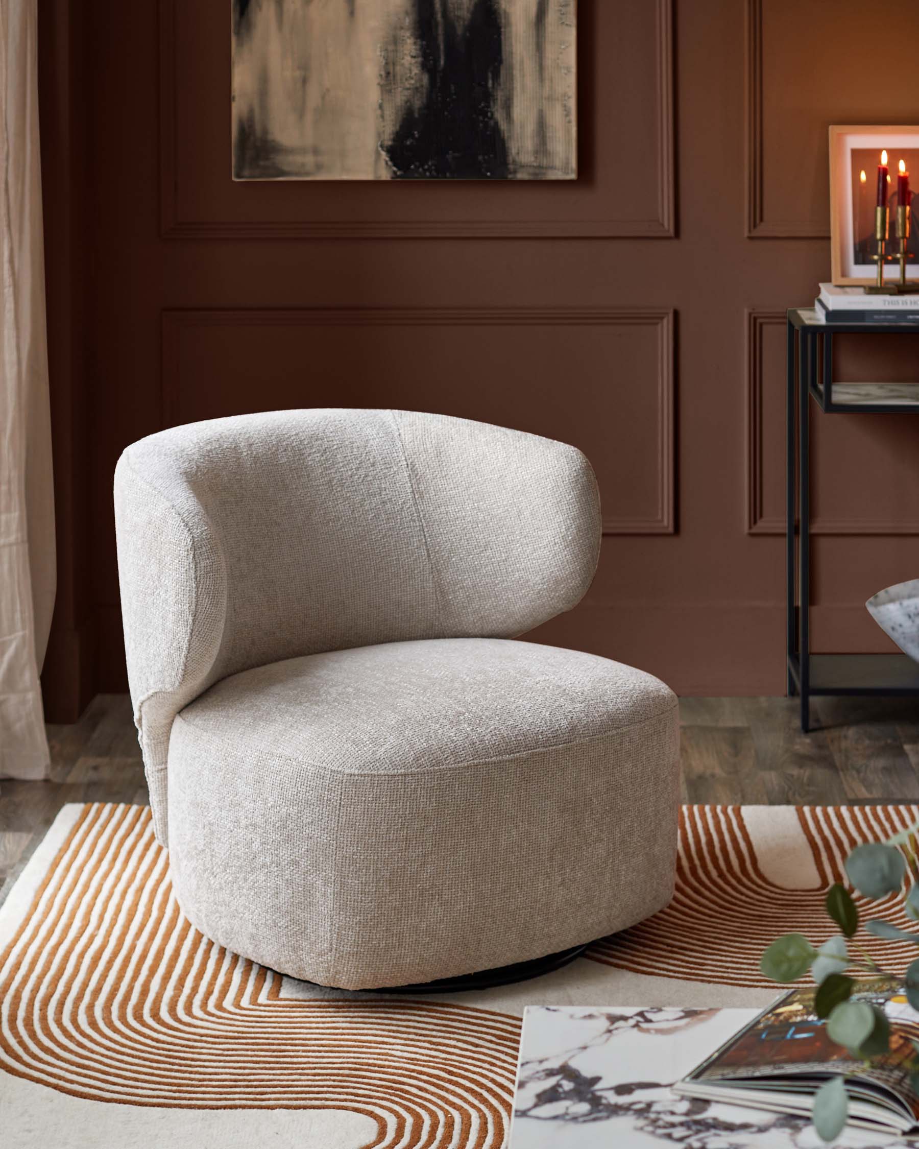 Landon natural fabric swivel accent chair