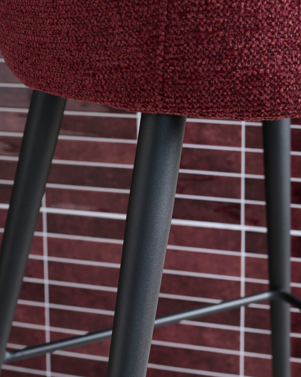 Lani berry red chunky fabric bar stool