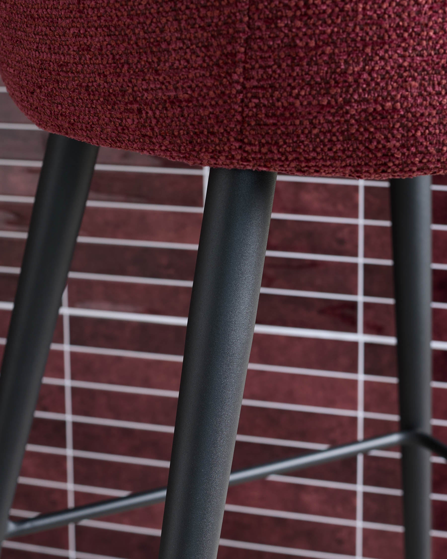 Lani berry red chunky fabric bar stool