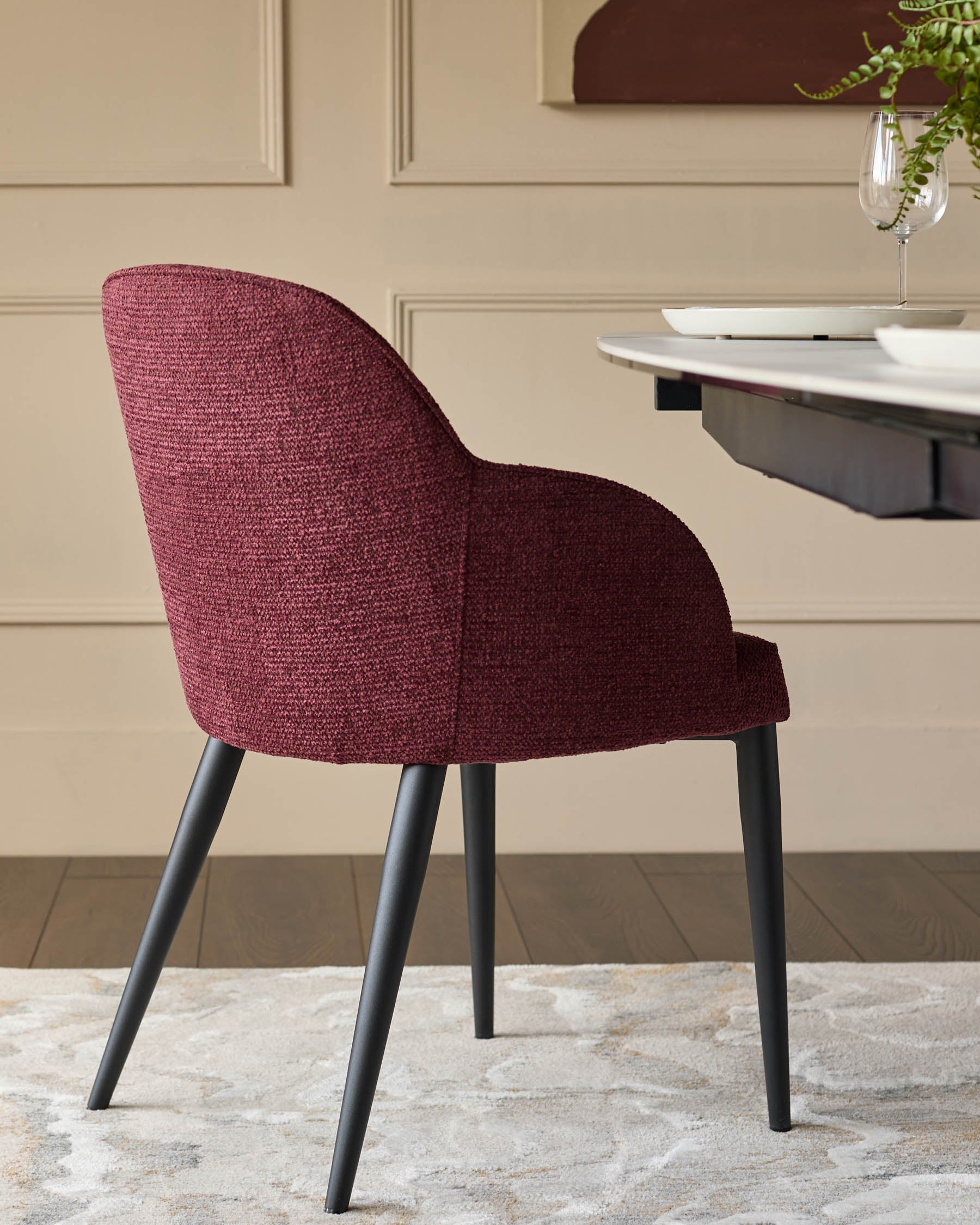 Lani berry red chunky fabric dining chair