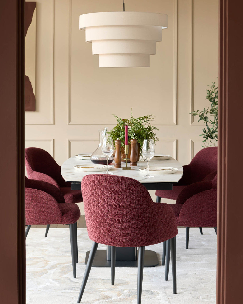 Lani berry red chunky fabric dining chair