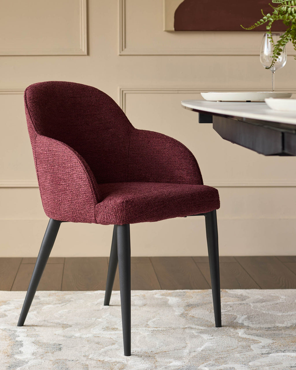 Lani berry red chunky fabric dining chair