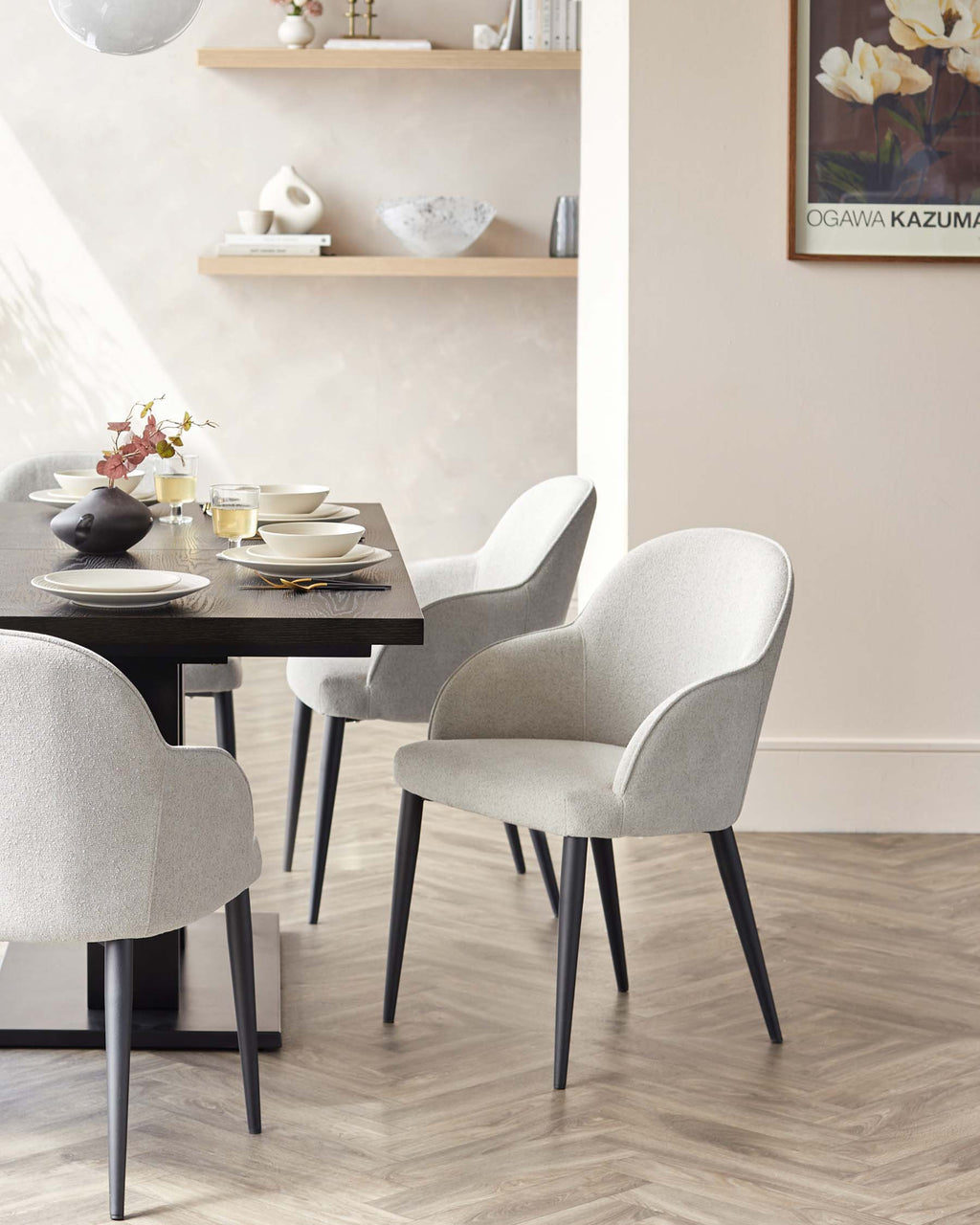 Lani Light Grey Boucle Dining Chair