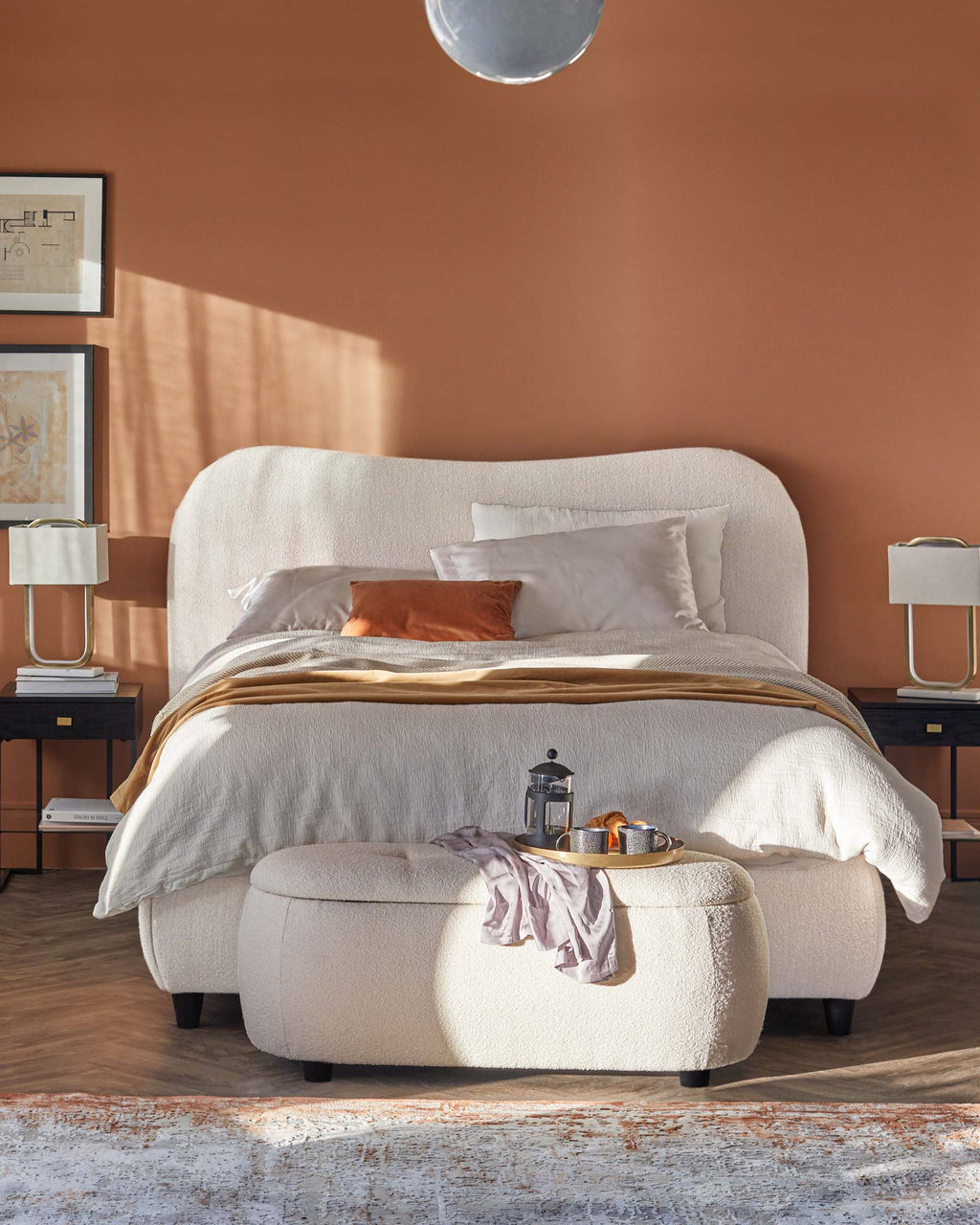 Lani ivory boucle super king ottoman storage bed