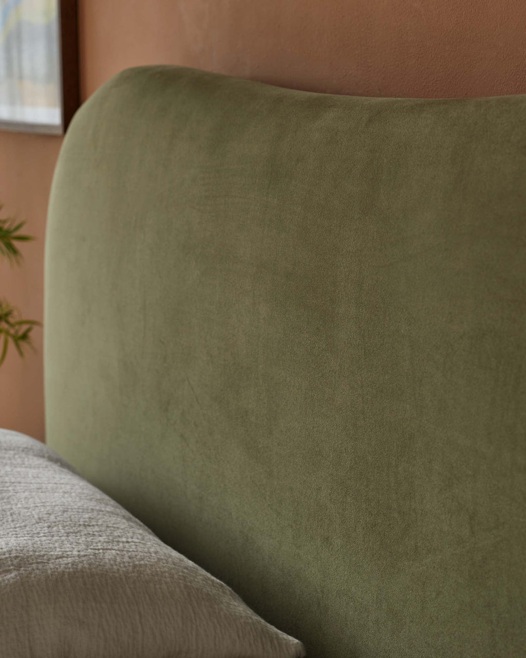 Lani olive green velvet super king ottoman storage bed