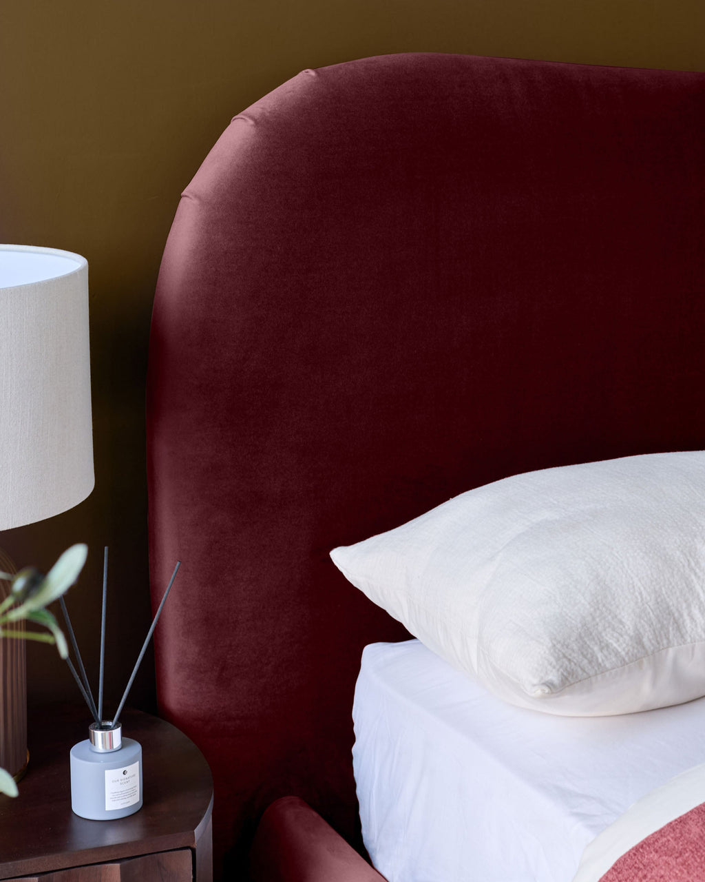 Lani plum velvet king size ottoman bed