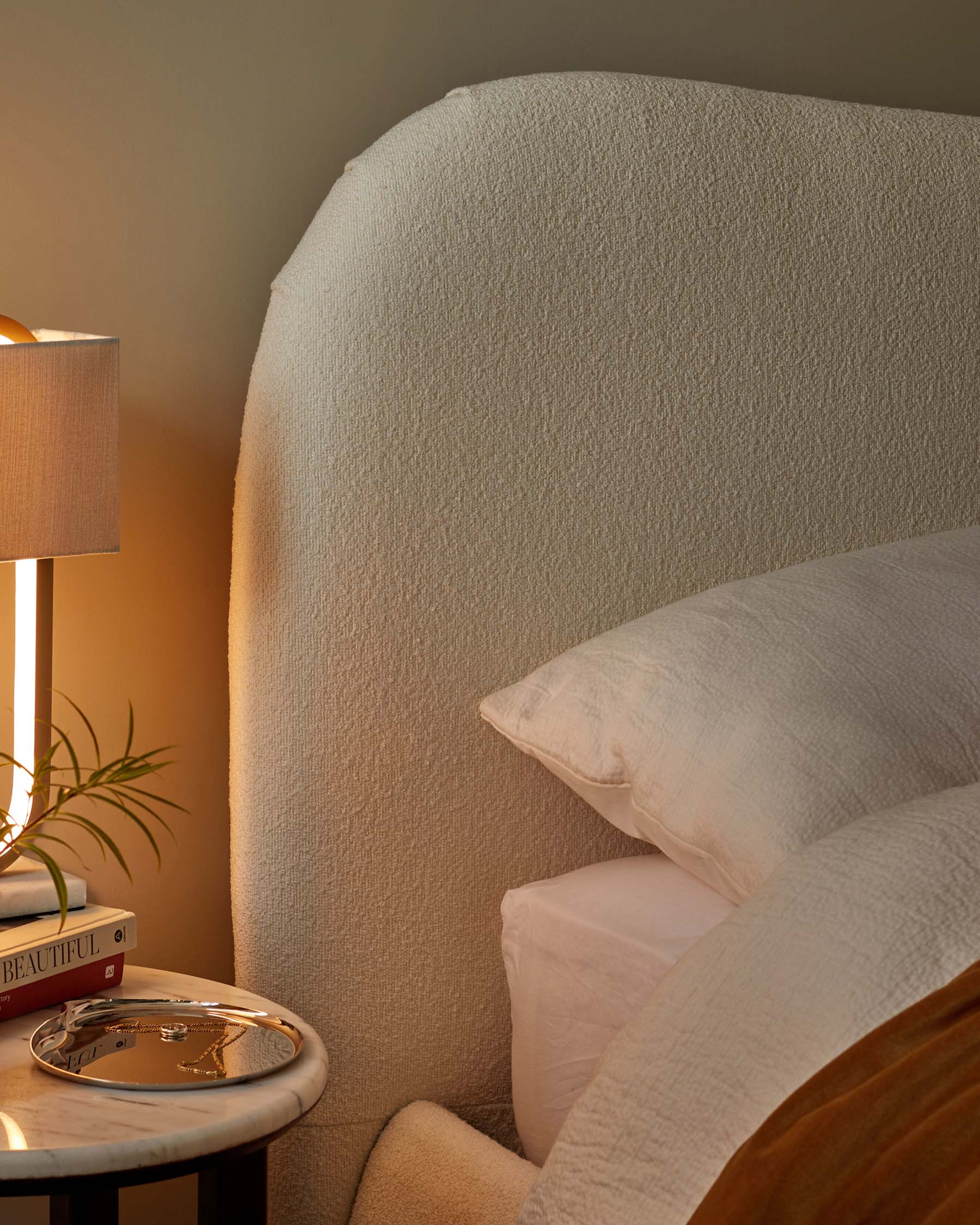 Lani ivory boucle super king ottoman storage bed