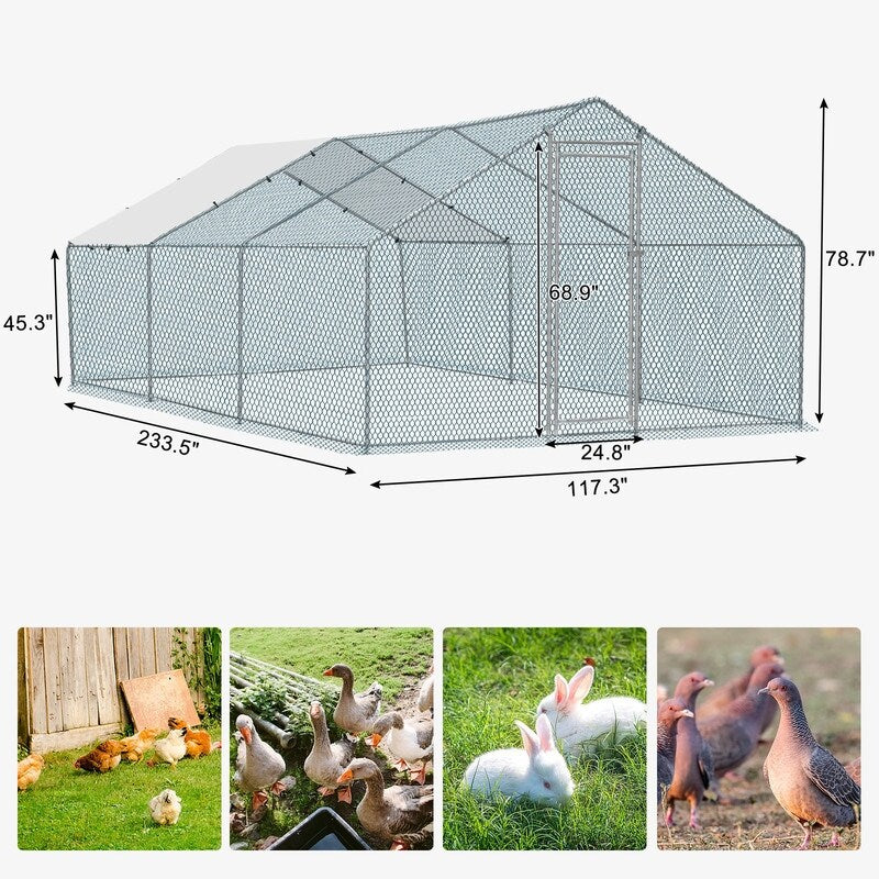 Large Metal Chicken Coop Walk-in Poultry Cage