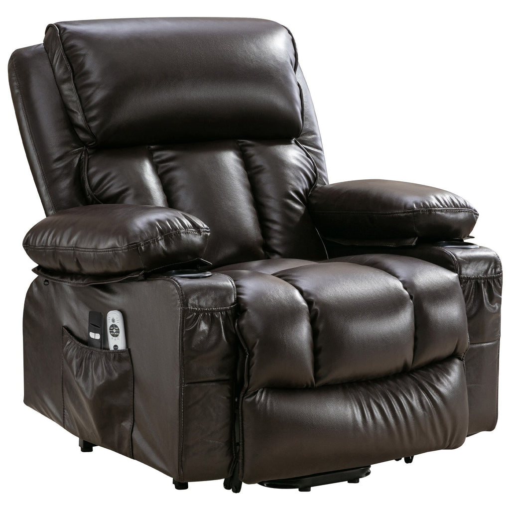 Large Power Lift Recliner Chair with Heat and 8-Point Massage - Remote Control, USB Port