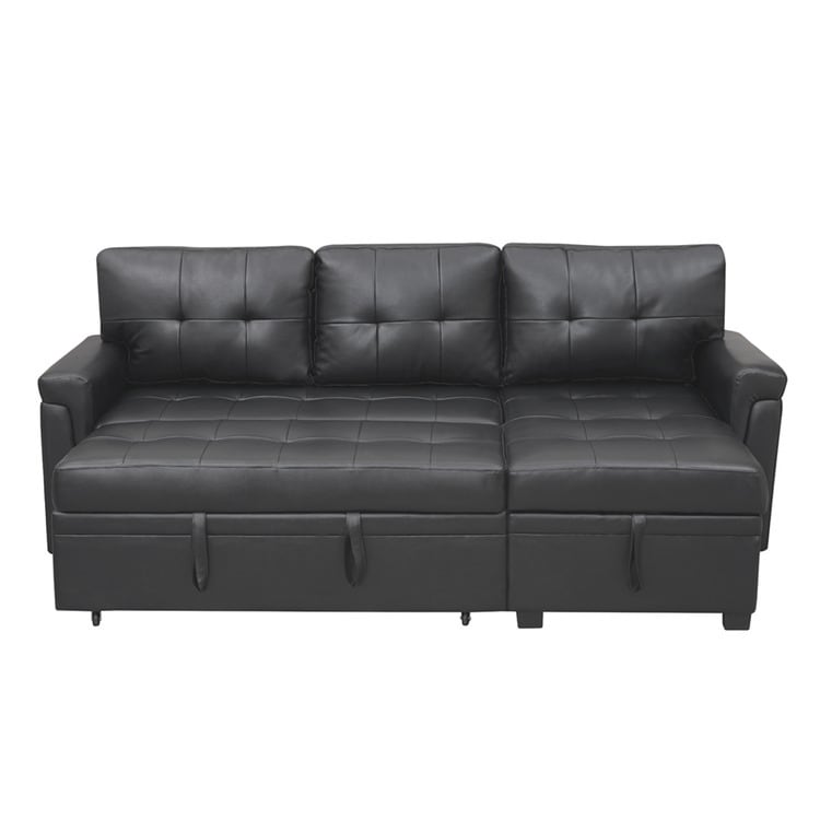 Convertible Reversible Sectional Sofa with Pull-Out Sleeper Bed, Hidden Storage Chaise, and Durable Legs