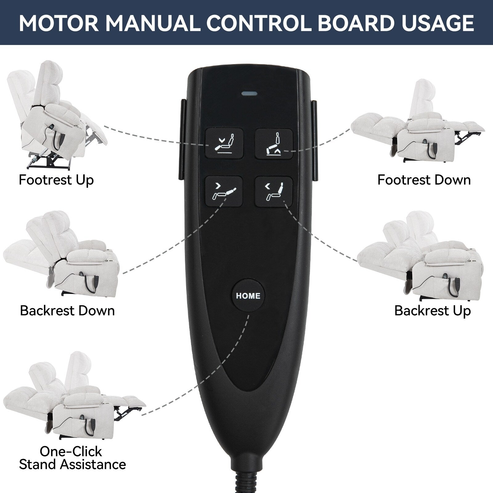 Lazy Boy Dual Motor Chenille Power Lift Recliner w/Massage and Lumbar Heating, Dual Cup Holders, Grey-Blue