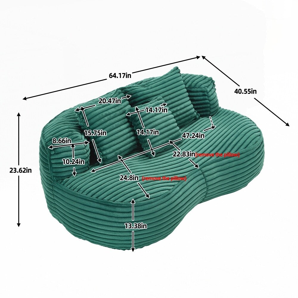 Lazy Sofa Durable Comfort Lounger High Back Bean Bag Chair Couch for Adults and Kids - 2 Seat