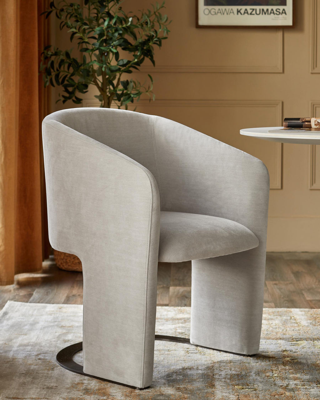 Leighton natural grey chenille dining chair
