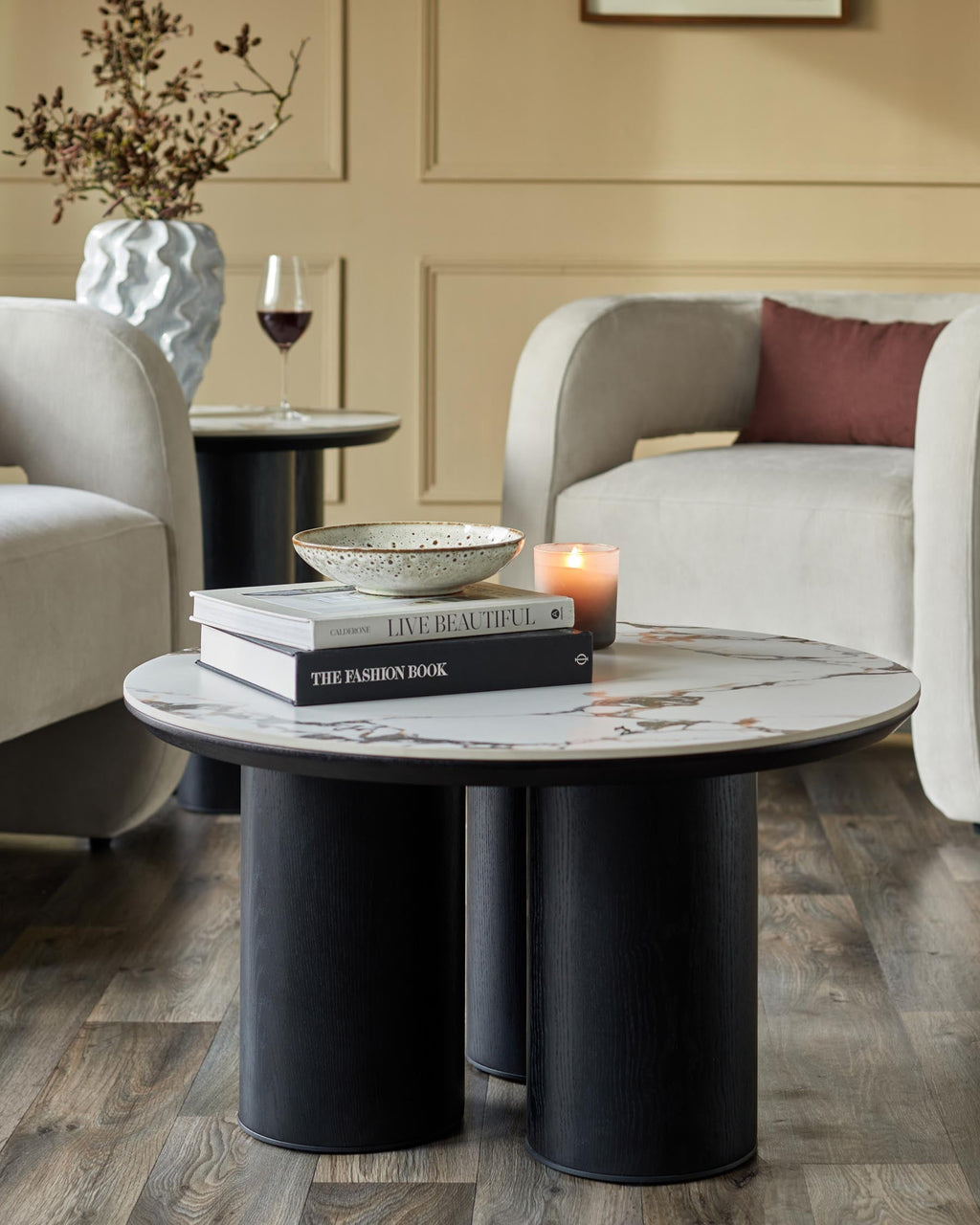 Lena white calacatta ceramic coffee table