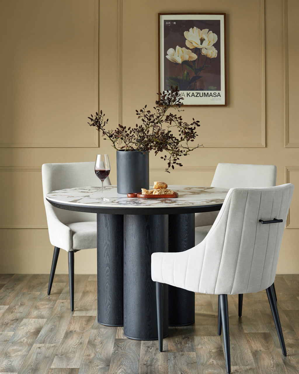 Lena white calacatta ceramic 4 seater dining table