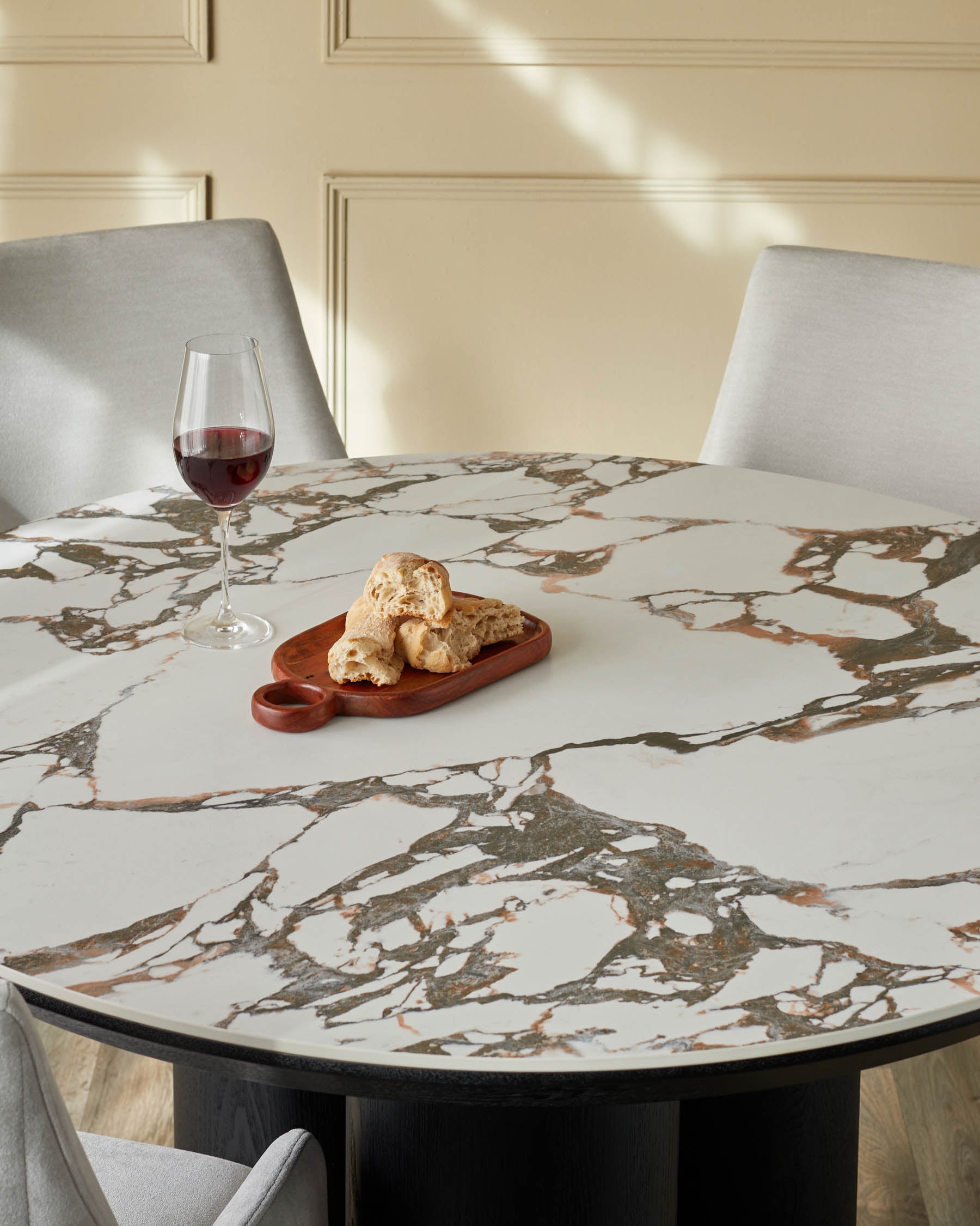 Lena white calacatta ceramic 4 seater dining table