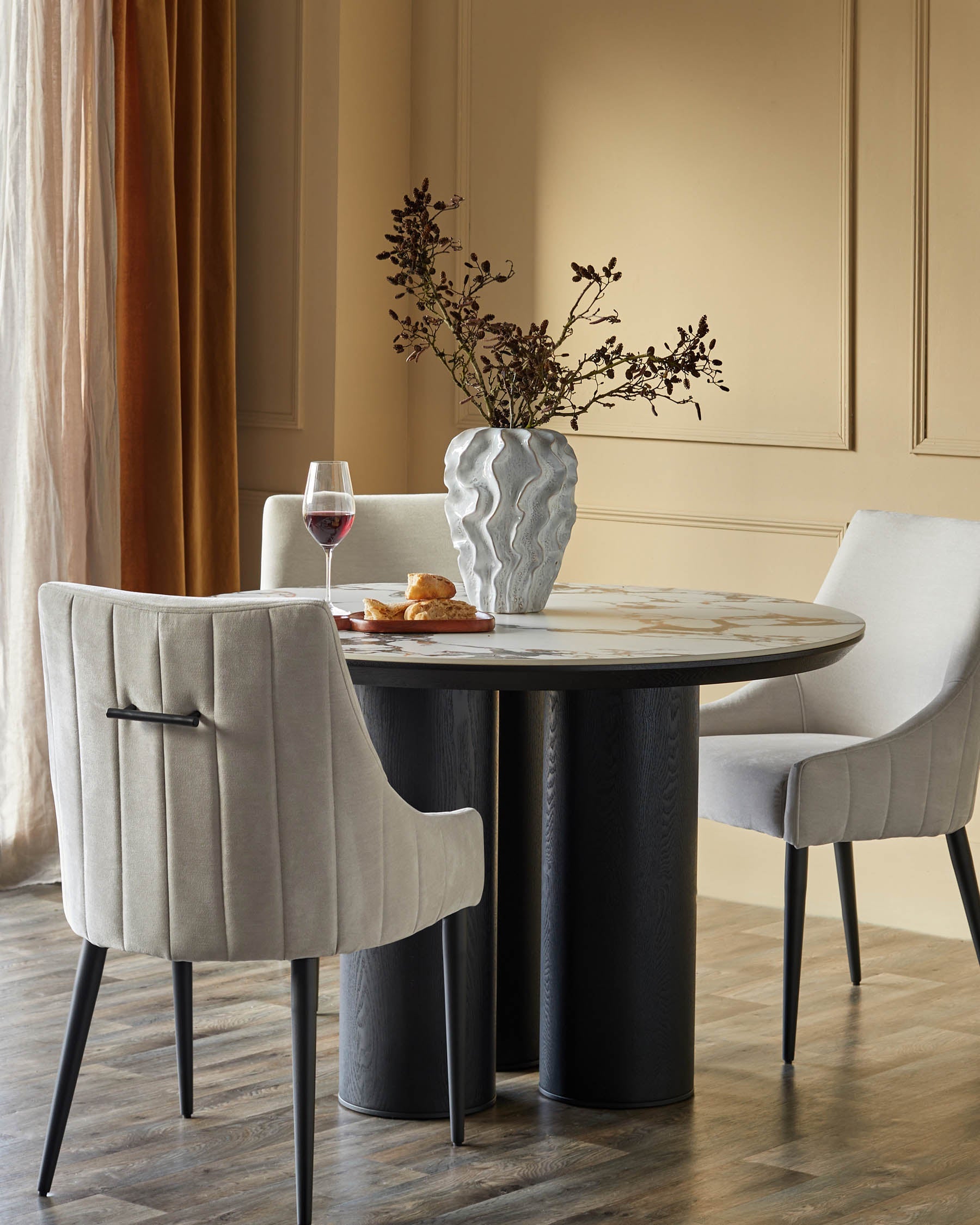 Lena white calacatta ceramic 4 seater dining table