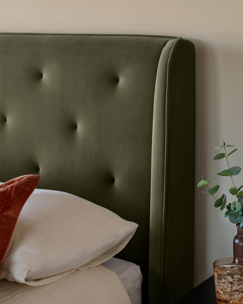 Lenora olive green velvet king size ottoman storage bed