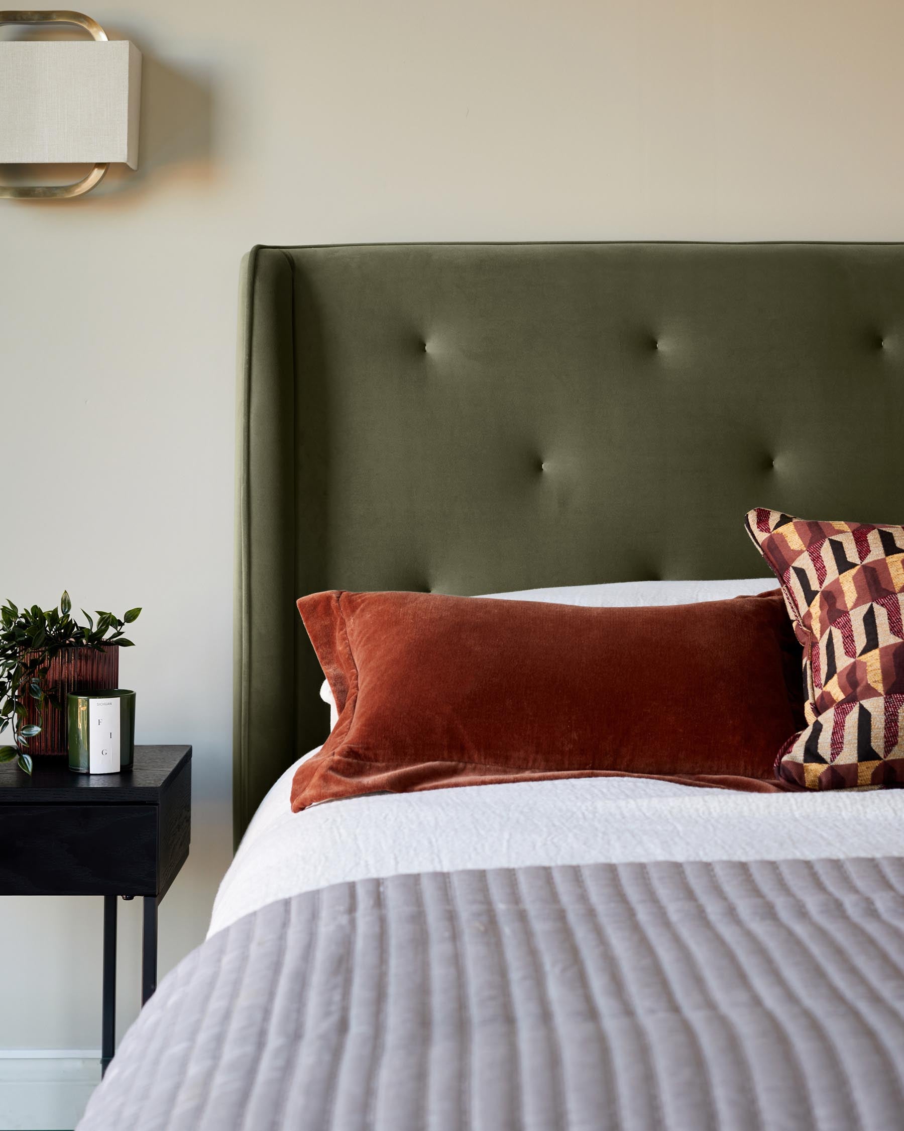 Lenora olive green velvet double ottoman storage bed