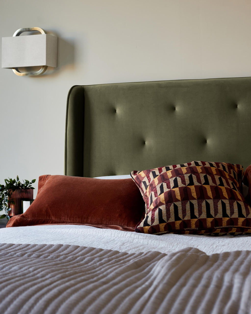 Lenora olive green velvet double ottoman storage bed