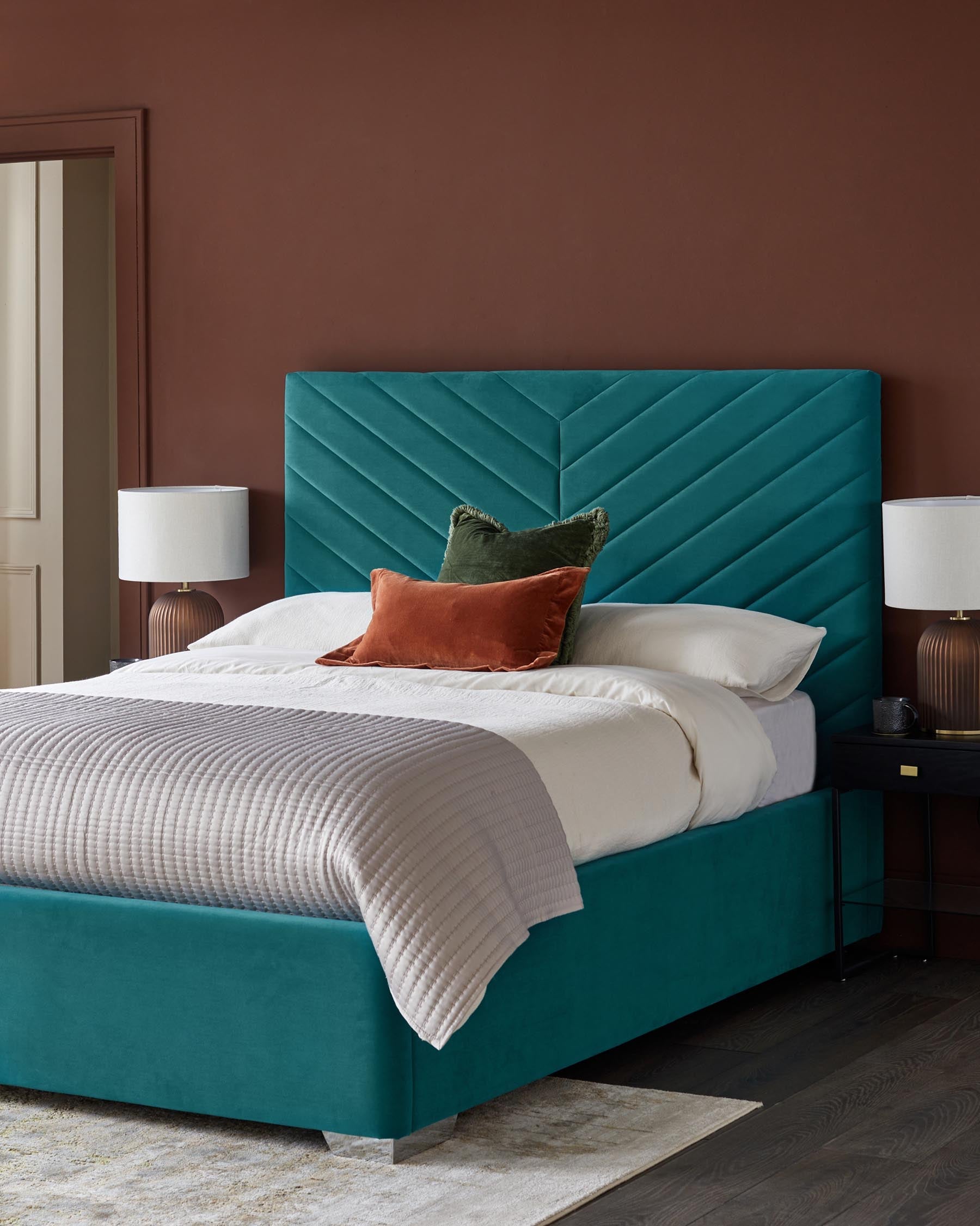 Leo Light Teal Velvet King Size Ottoman Storage Bed