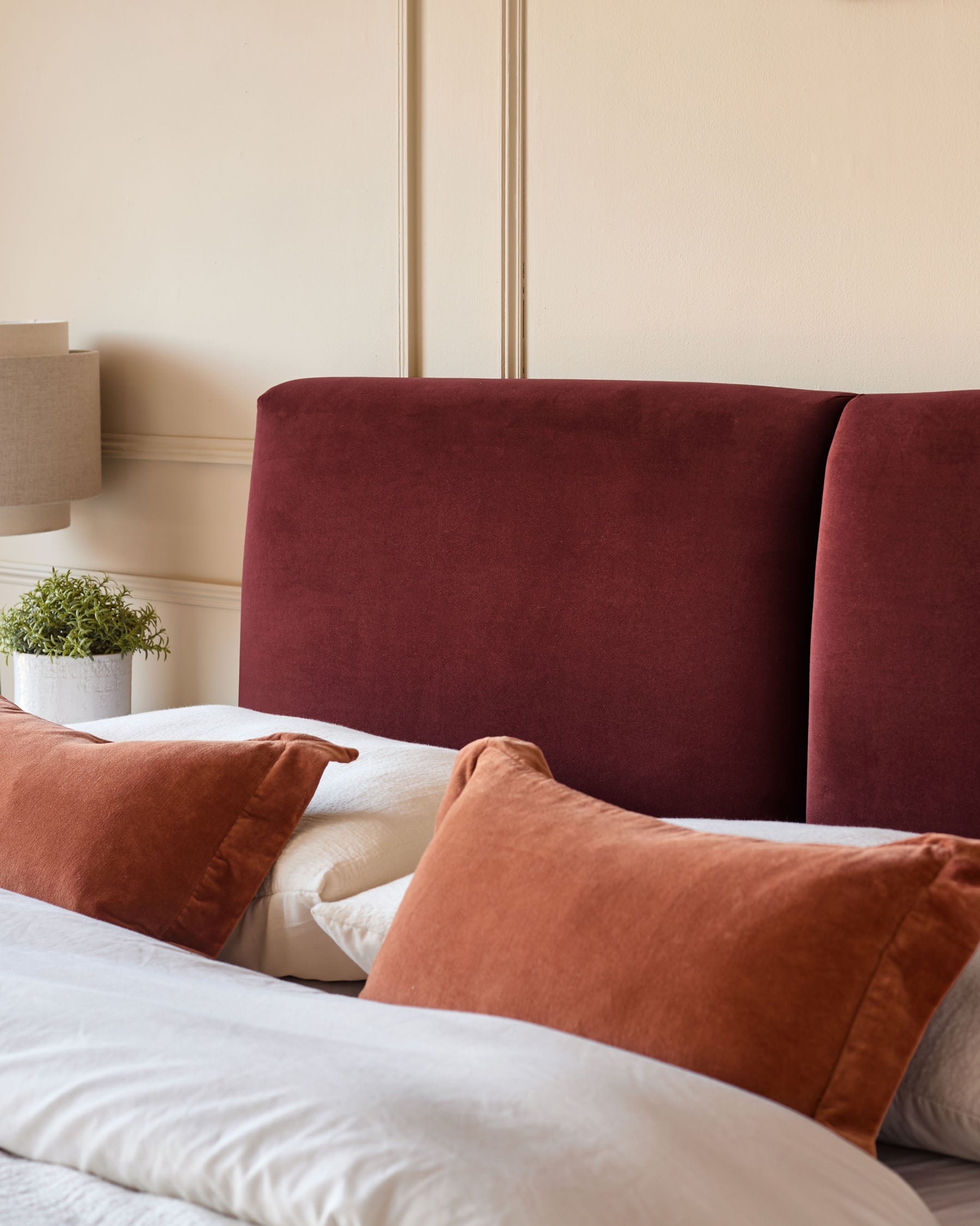 Leona toffee red velvet super king size ottoman bed