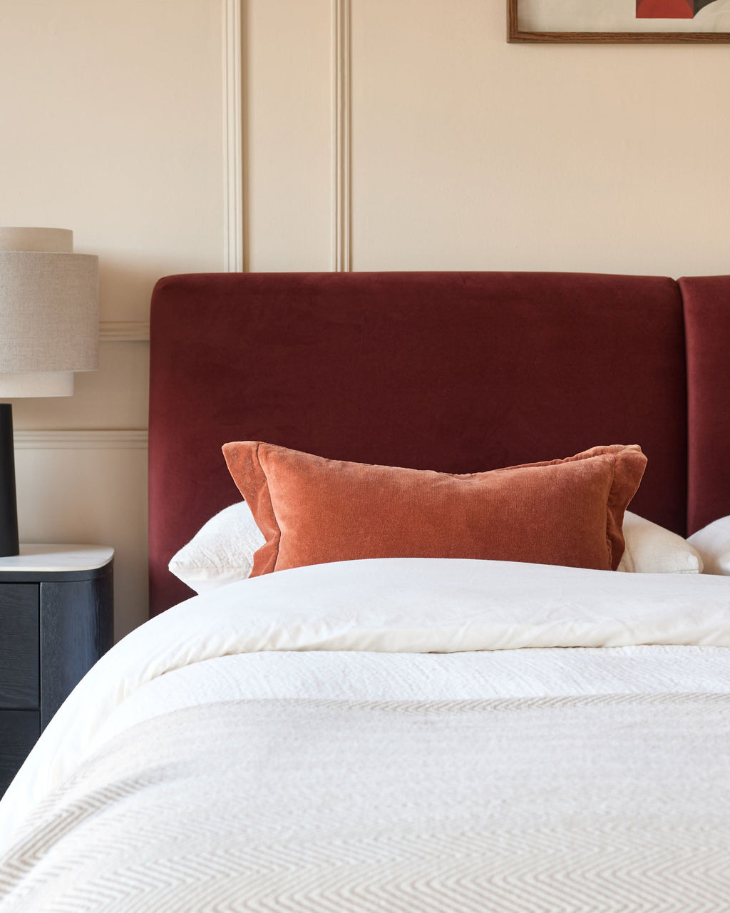 Leona toffee red velvet super king size ottoman bed