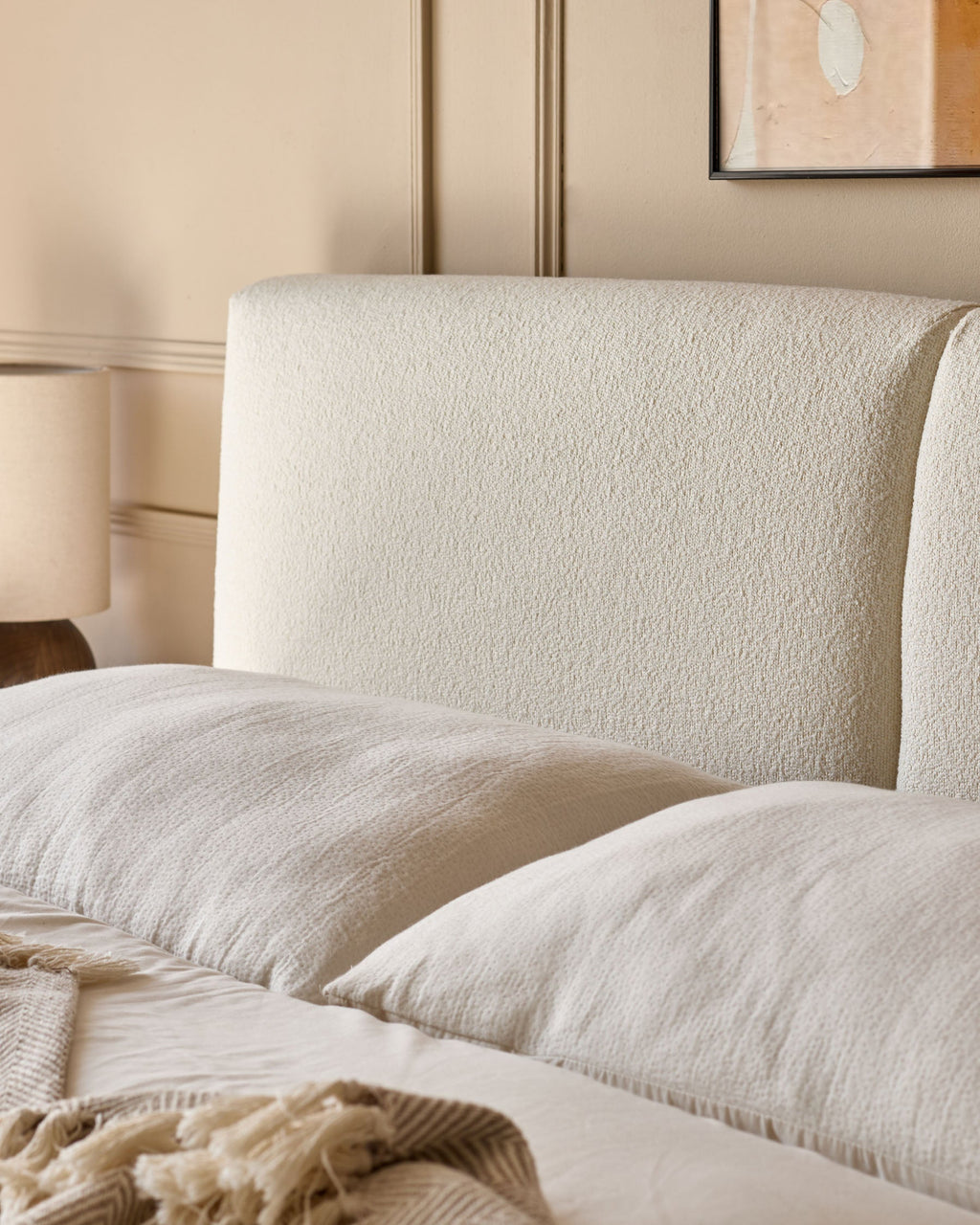 Leona Double Ottoman Bed Ivory Soft Boucle