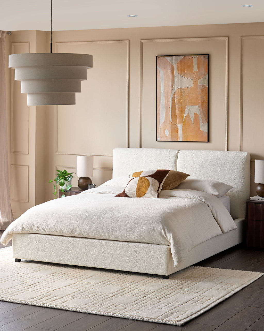 Leona Ivory Boucle King Size Ottoman Storage Bed