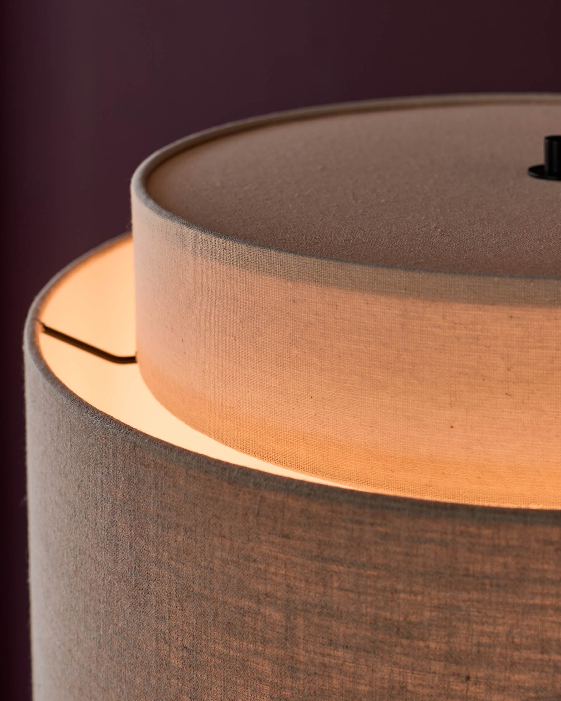 Leonie natural and mocha linen black wood floor lamp