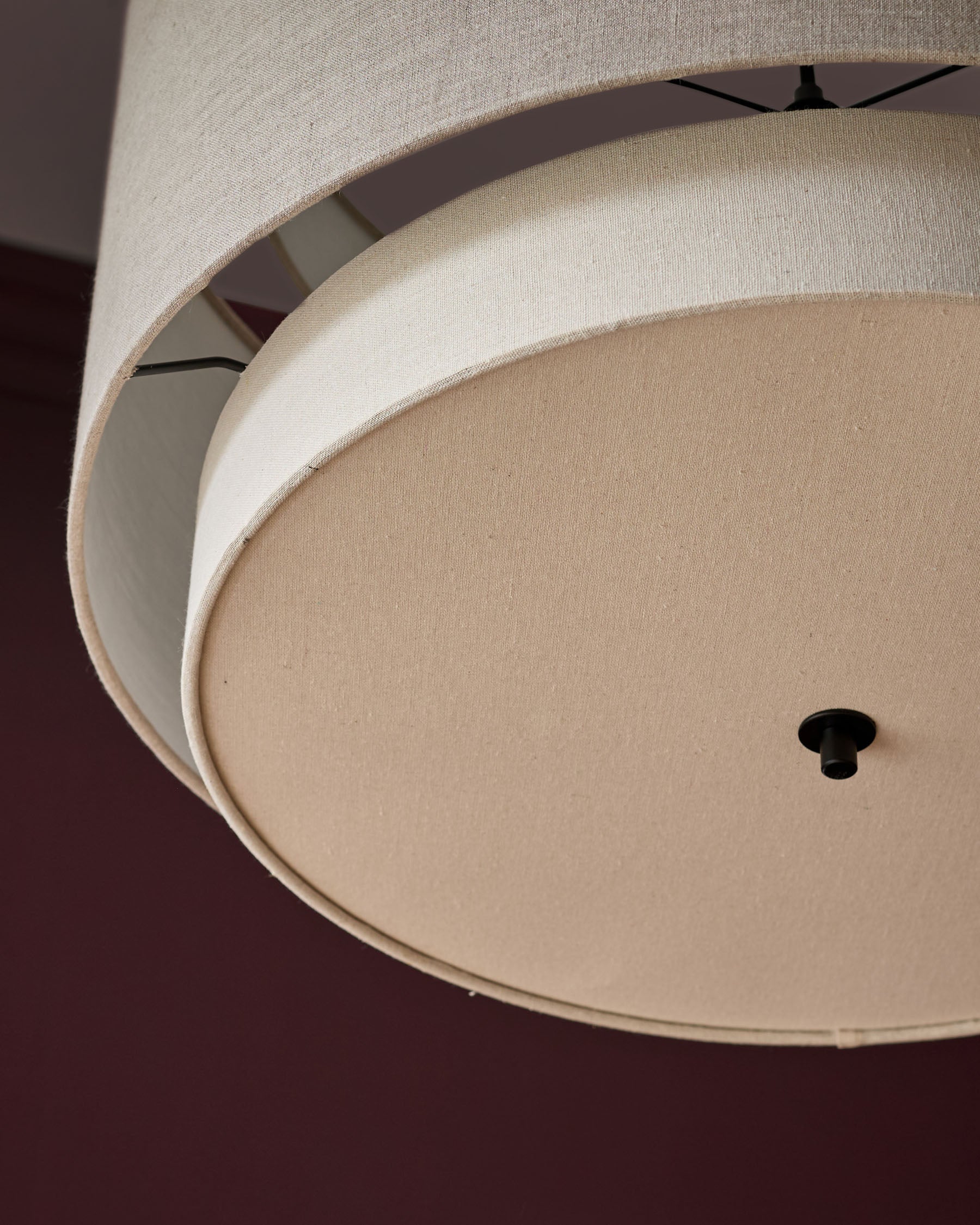 Leonie natural and mocha linen large round pendant