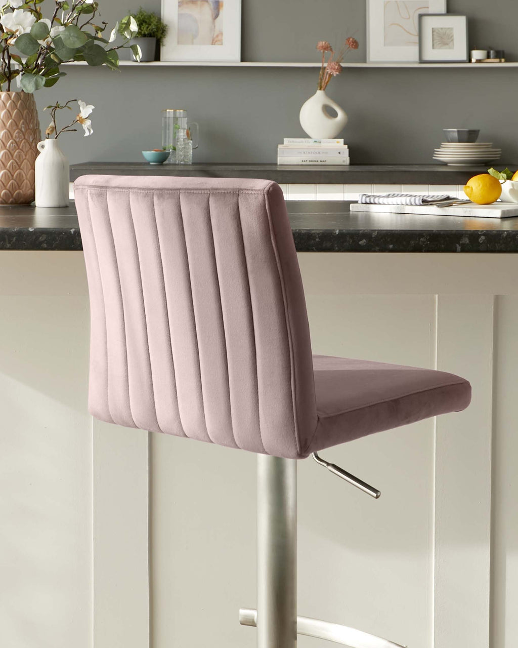 Lesley Blush Pink Velvet Gas Lift Bar stool