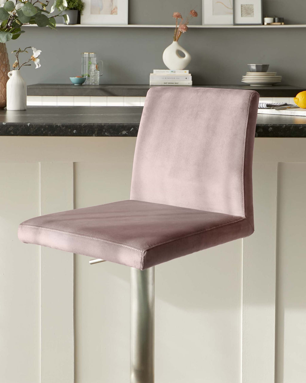 Lesley Blush Pink Velvet Gas Lift Bar stool