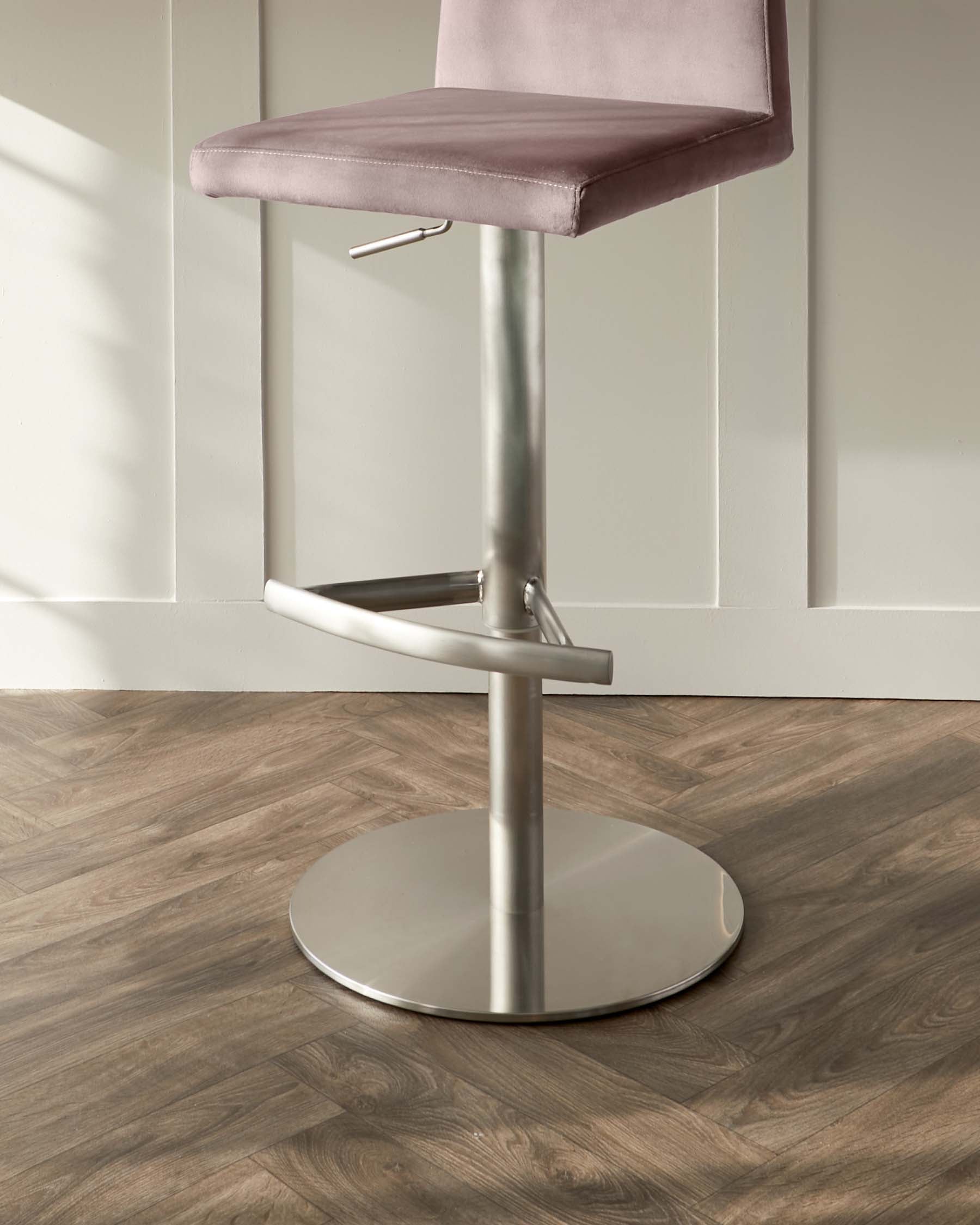 Lesley Blush Pink Velvet Gas Lift Bar stool