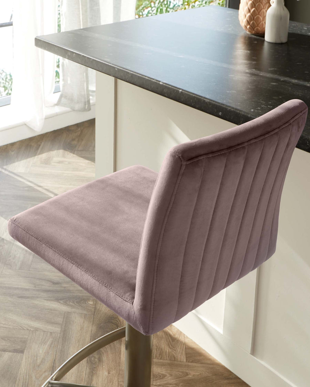 Lesley Blush Pink Velvet Gas Lift Bar stool