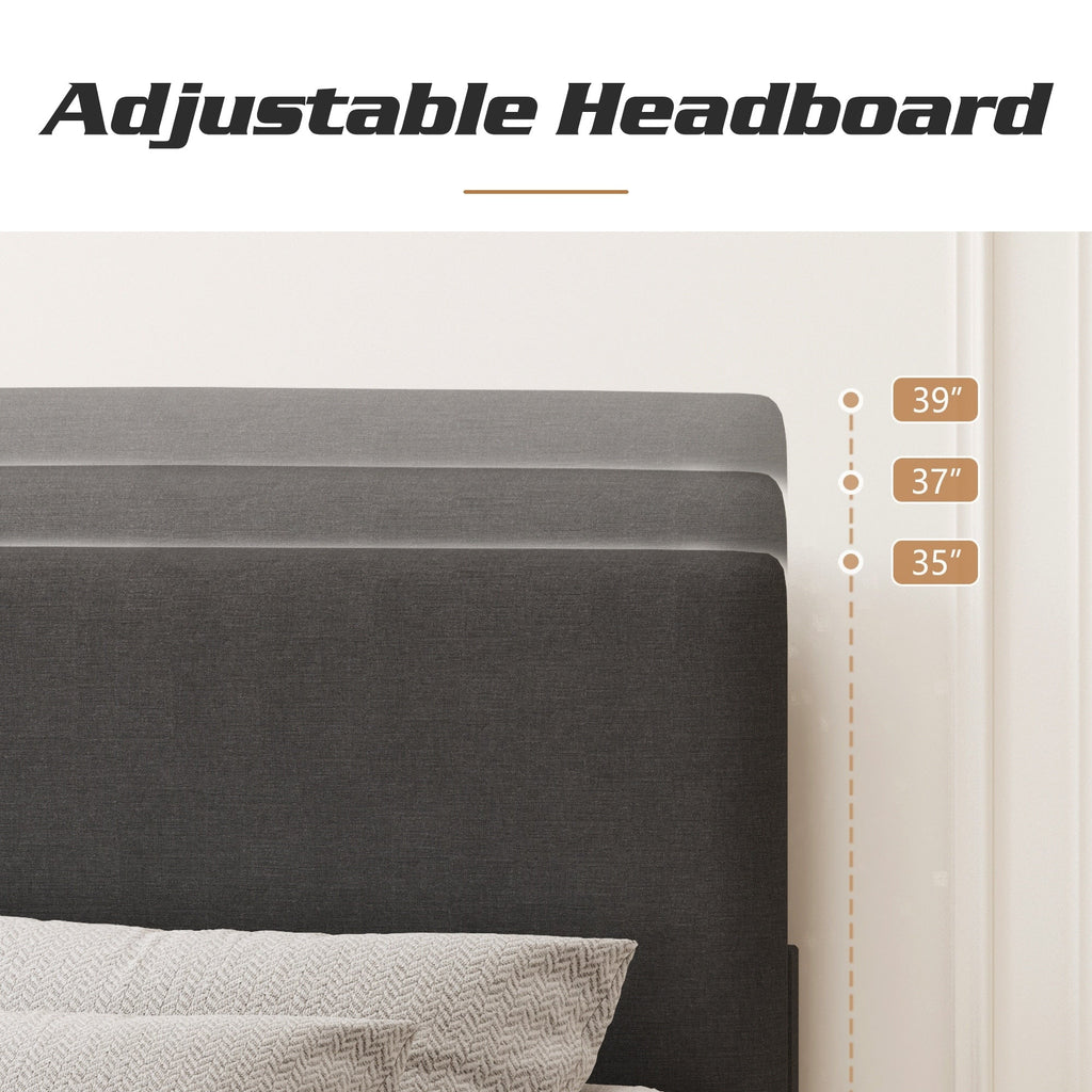 Lifezone Adjustable Queen Size Upholstered Platform Bed Frame