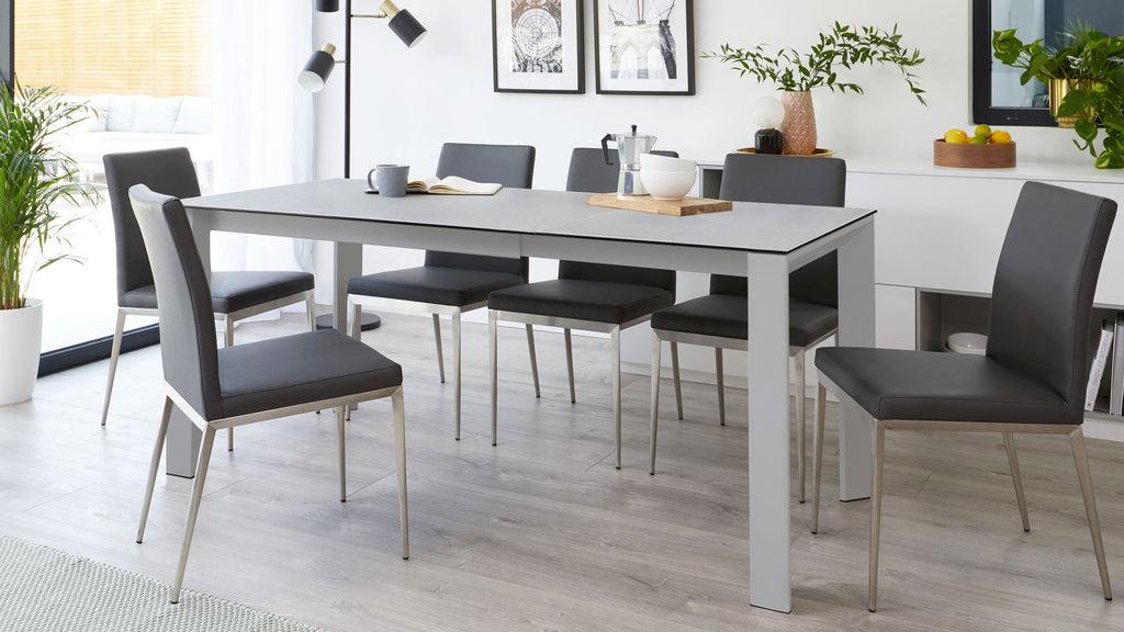 Louis Light Grey Ceramic Extending 6 To 8 Seater Dining Table