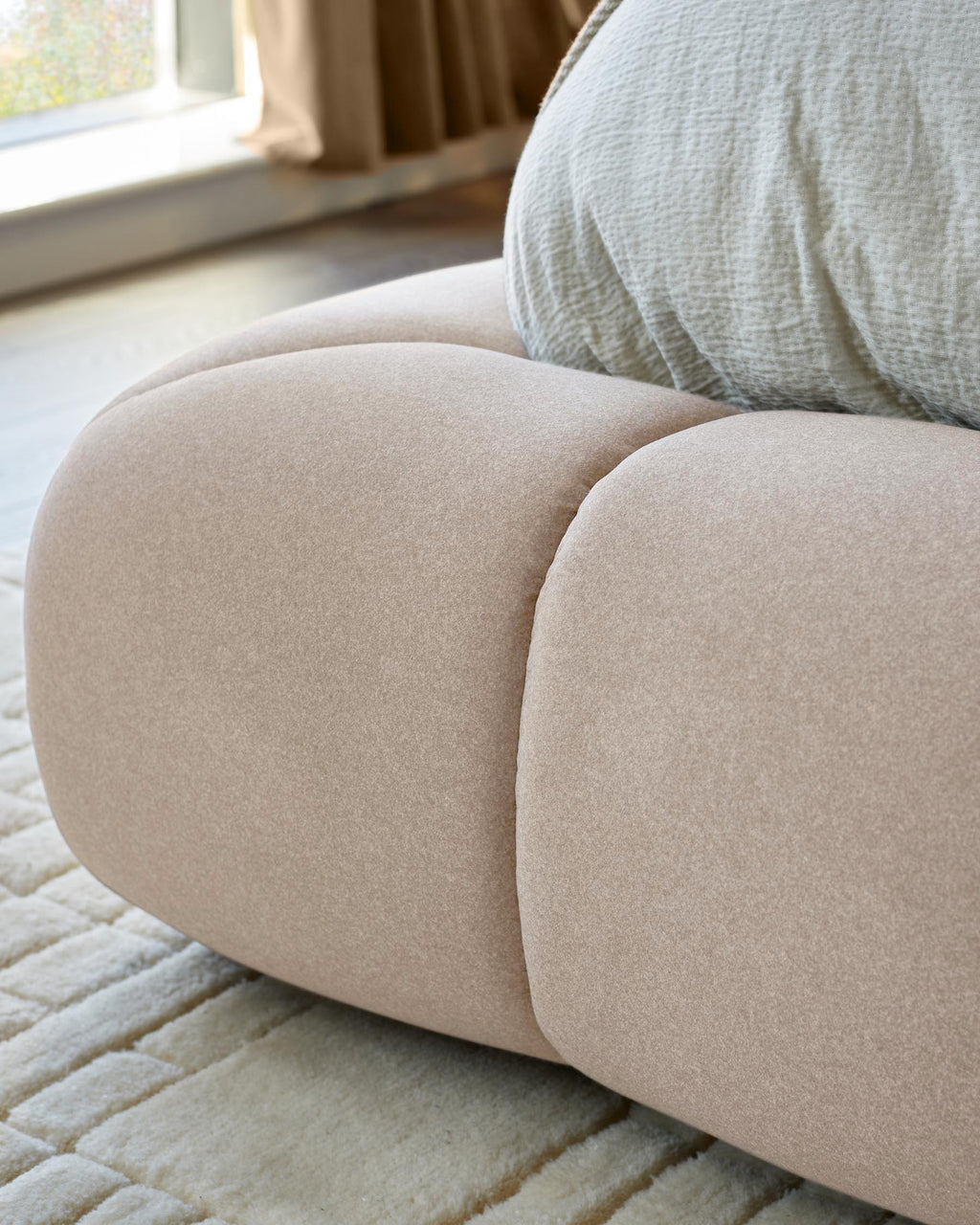 Lillian cream fabric king size ottoman storage bed