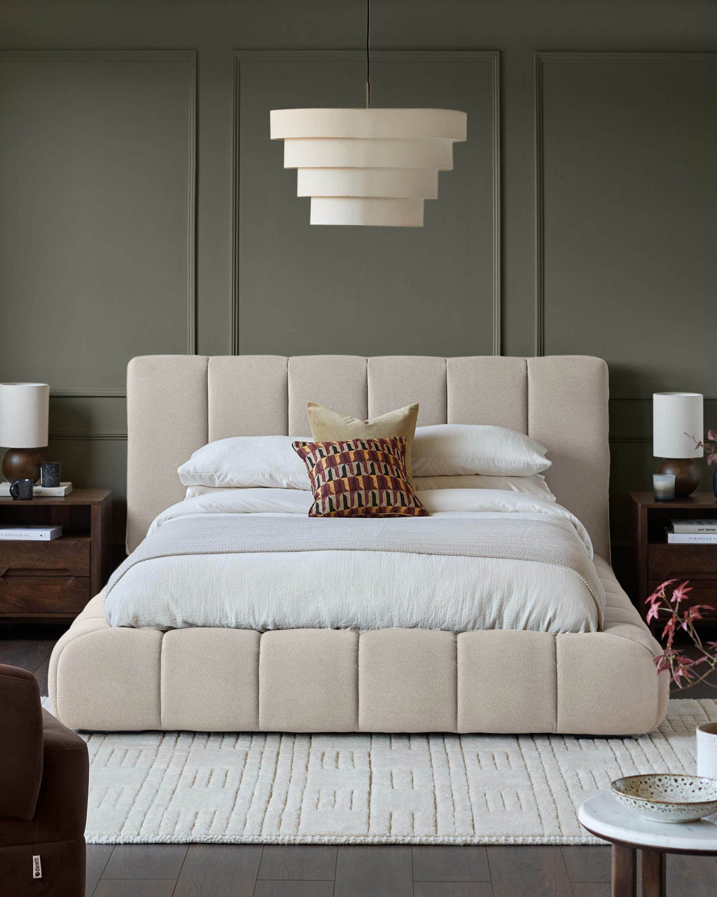 Lillian cream fabric super king ottoman storage bed