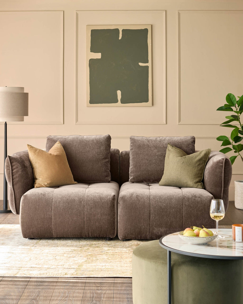 Lillian mocha fabric 2 seater sofa