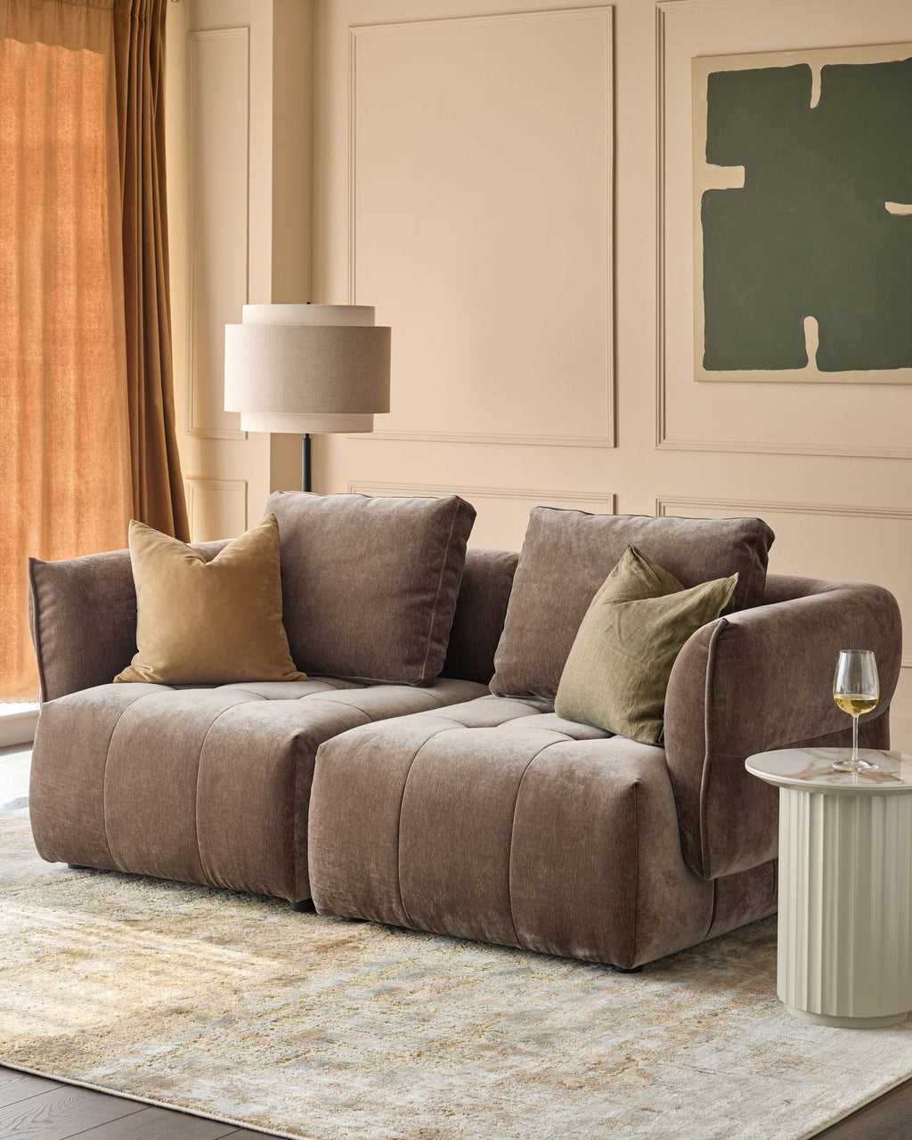 Lillian mocha fabric 2 seater sofa