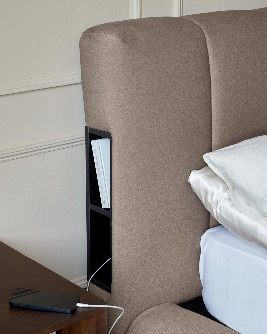 Lillian mocha fabric king size ottoman storage bed