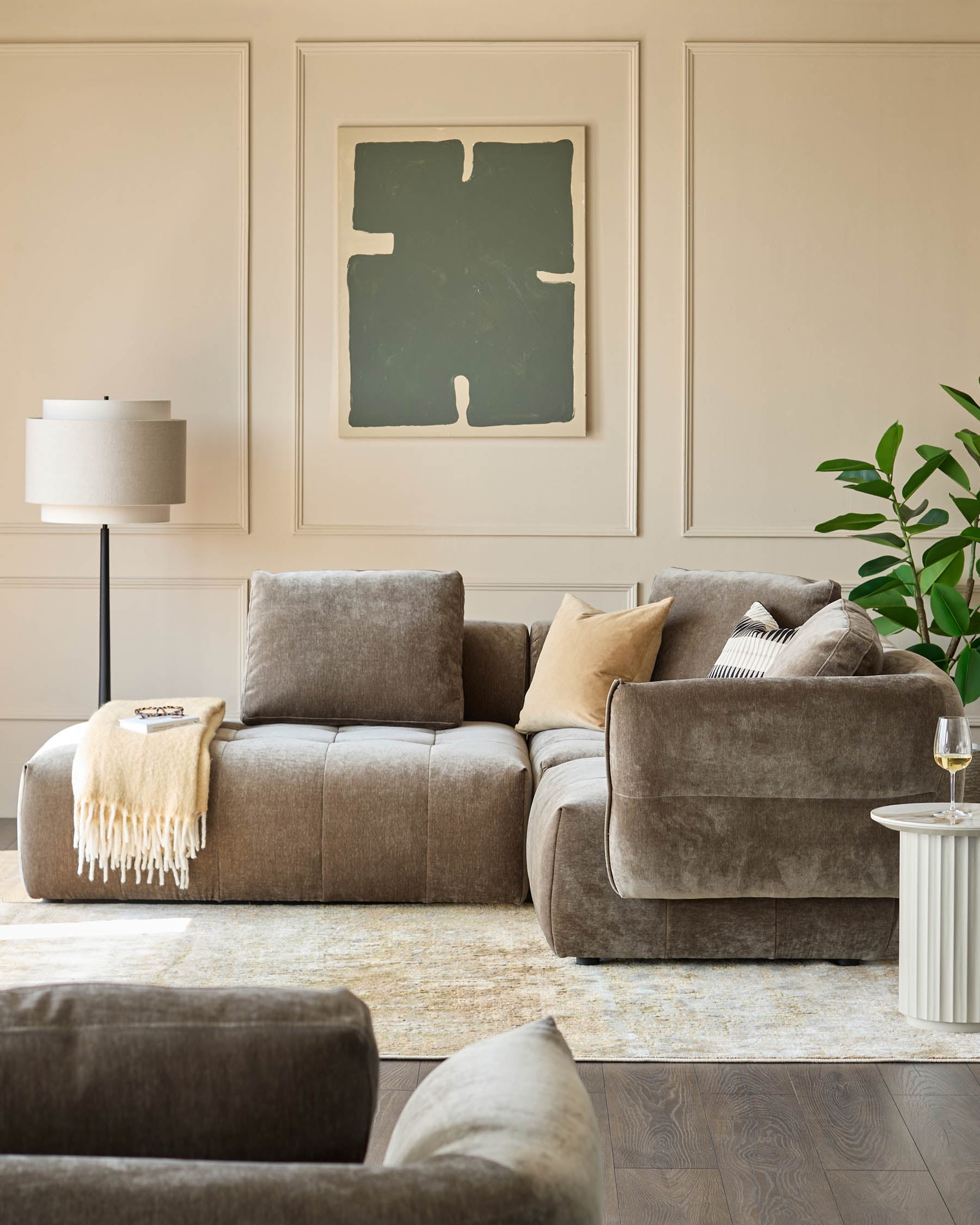 Lillian mocha fabric left hand small corner chaise sofa