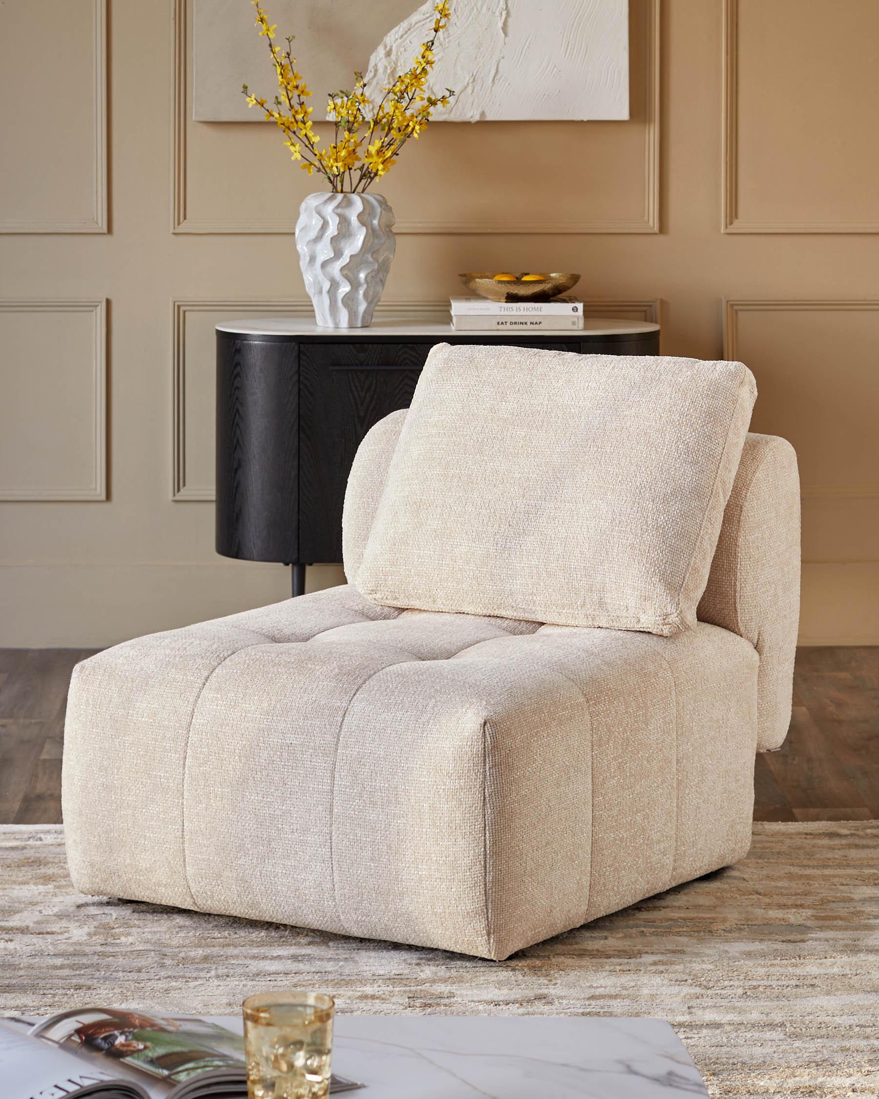 Lillian natural weave single sofa module